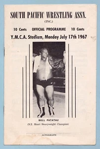 NEW ZEALAND SOUTH PACIFIC WRESTLING ASSN. PROGRAM - JULY 17, 1967 BULL PATATAU - Picture 1 of 5