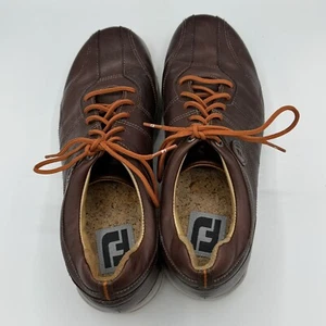 Footjoy Mens Golf Shoes 9 57253 Versaluxe Brown Leather Lace Up Spikeless - Picture 1 of 10