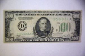 1934 A FIVE HUNDRED DOLLAR FEDERAL RESERVE NOTE, CLEVELAND OHIO *🌟VERY NICE🌟* - Picture 1 of 7
