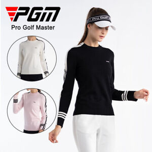 PGM Women Knitted Warm Golf Sweater Lady Long Sleeve Pullover Striped  Slim Tops