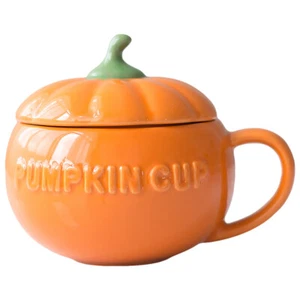Pumpkin Cup Mug with Lid Cute Ceramics Coffee Halloween Espresso Cups - Picture 1 of 12