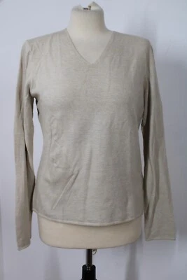 Suéter Eileen Fisher S Beige Viscosa Mezcla Lana Cuello en V Manga Larga Foto 1 de 4