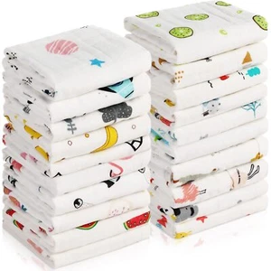 20 Pack Muslin Baby Burp Cloths Large 20 x 10 Inches Cotton Baby Burp Rags Ba... - Picture 1 of 7