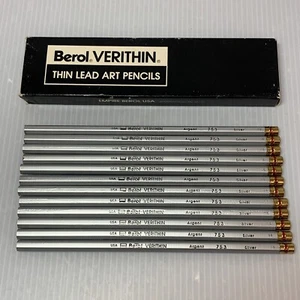 Vintage Berol Verithin Thin Lead Art Pencils Argent 753 Silver, USA, Dozen, NOS - Picture 1 of 12