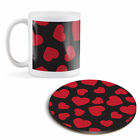 Mug & Round Coaster Set - Red Love Hearts Valentine Girlfriend   #46243