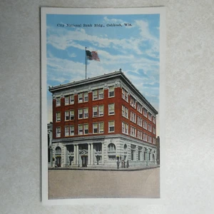 City National Bank Oshkosh Wisconsin cartolina d'epoca F456 - Foto 1 di 2
