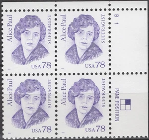SC# 2943 - 1995-99 - Great Americans - 78¢ Alice Paul - Mint NH Plate Block of 4 - Picture 1 of 1