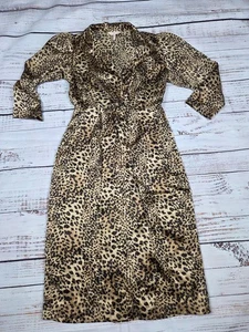 Rebecca Taylor Women's Lynx Hammered Silk Dress, Size 4 (Animal/Leopard Print) - Picture 1 of 8