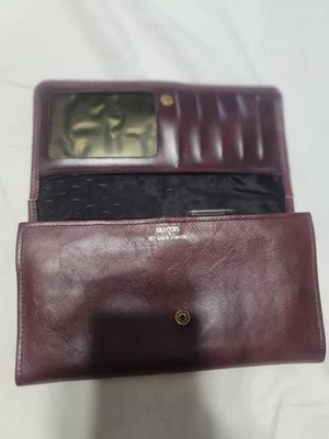 Buxton, cuero de vaca de grano superior, granate, secretaria chequera stasher Foto 1 de 4