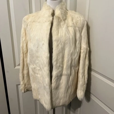 Винтажный Bryant Park слоновой кости кроличий мех пальто / куртка размер L/XL - Изображение 1 из 4
