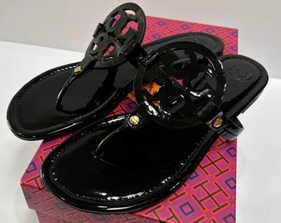 Отличные сандалии Tory Burch Miller из черной лакированной кожи размер 10 M с коробкой - Изображение 1 из 4