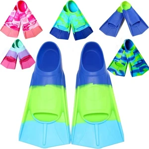 Kids Swim Fins,Short Comfortable XXXS(US 9-10.5), Blue/Green/Skyblue  - Picture 1 of 6