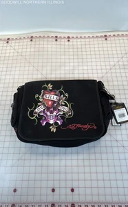 NWT Ed Hardy Love Kills Slowly Black Messenger Bag - Picture 1 of 5