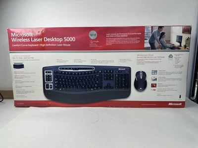 Microsoft Wireless Laser Desktop 5000 Comfort Curve Keyboard & HD Laser Mouse - Image 1 of 2