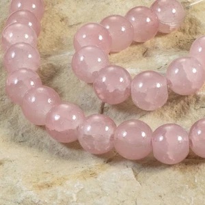 50-Pack Mauve Pink Glass Beads, Round 8mm Glass Beads with Inner Cracks - Picture 1 of 4