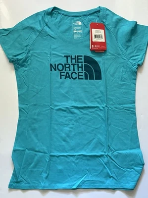 Camiseta para mujer The North Face azul grande 100 % algodón calce ajustado nueva con etiquetas Foto 1 de 4