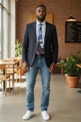 Vintage Van Gogh Starry Night Mens Neck Tie 100% Silk Museum Artifacts Artsy - Image 1 of 4