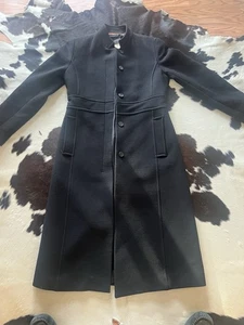 Women’s Classic J Crew Long Black Peacoat Size 4 Lining Pockets - Picture 1 of 7
