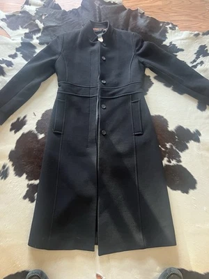 Women’s Classic J Crew Long Black Peacoat Size 4 Lining Pockets - Image 1 of 4
