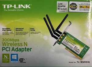 TP-Link N300 Wireless Advanced PCI Adapter TL-WN951N NIB FACTORY SEALED Look - Afbeelding 1 van 4