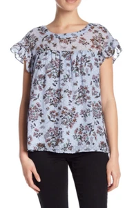 DR2 Women Tie Back Floral Ruffle Blouse Multi Size PL 6858 - Picture 1 of 2