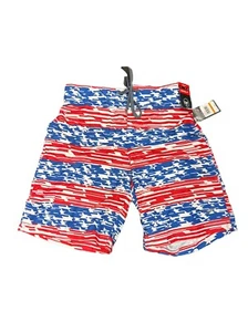 Speedo Swim Trunks 20" Spangle Stripe E-Board Shorts Red White Blue USA | SMALL - Picture 1 of 3
