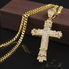 Stylish Iced Out Gold Mens Cross Necklace Pendant
