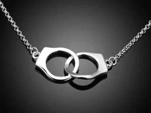 Handschellen Kette Gliederkette Miniblings Handcuffs Police 925 Echtsilber 40cm - Bild 1 von 6
