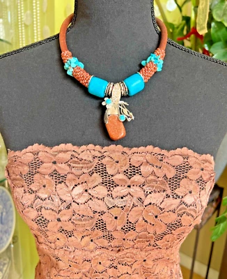 Hecho a mano arte diseñador joyería grande sol arena piedra colgante collar sólido 4 ella Foto 1 de 4