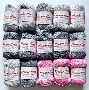 Lots 15 Premier Yarns Home Cotton/Poly Yarn 105 yards ea. Pink/Grey/Black/White - Picture 1 of 8