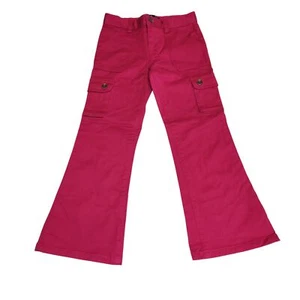 Chaps Girls 6Flare-Leg Cargo Pants Stretch Cotton Hot Pink New With Tags 2402 - Picture 1 of 6