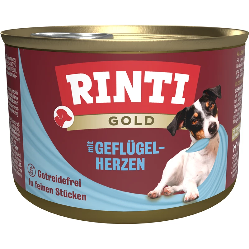 Rinti Gold Geflügelherzen 12x 185g Hundefutter nass - Bild 1 von 1
