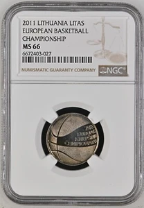 Lithuania 1 Litas 2011 UNC NGC MS 66 - Picture 1 of 2