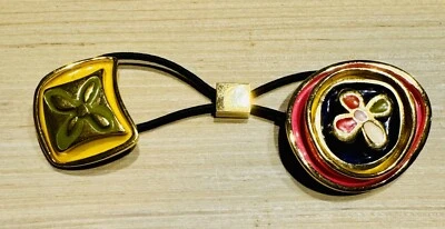 Authentic Louis Vuitton Monogram Gold Enamel Metal Elastic Hair Flower Clover - Image 1 of 4