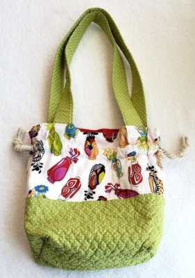 Quilted Golf Bag Pattern Handbag with Drawstrings and Matching Purse - Image 1 of 4