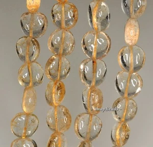 11X10MM CITRINE QUARTZ GEMSTONE PEBBLE NUGGET LOOSE BEADS 7.5inch - Picture 1 of 3