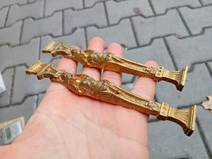 Rare Antique Pair Bronze Front Ornament Cariatids Parts For French Mantle Clock - Picture 1 of 6