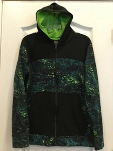 Champion Boys Jacket Size XL 16 to 18 Black Green Hooded Zip Front Pockets F10 - Picture 1 of 8