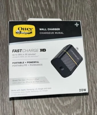 OtterBox USB-C Fast Charge Wall Charger 20W - Black  I phone & Samsung - Image 1 of 2