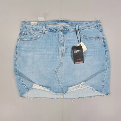 Levis Womens Skirt Blue 20 W High Rise Deconstructed Short Stretch Denim - Image 1 of 4