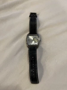Men’s Apt.9 Wrist Watch Square Silver Tone Face Black Band Needs Battery - Picture 1 of 4