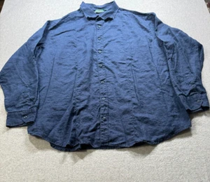 Cuba Avera Mens 3XLT 100% Linen Button-up L/S Shirt Navy - Picture 1 of 5
