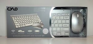 Cylo Metallic Silver Ergonomic Wireless Keyboard & Mouse Set, C-78PRO