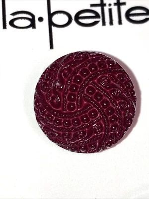 La Petite Plastic Buttons Maroon Round Textured Knots 3 on Card Self Shank 5/8" - Image 1 of 4
