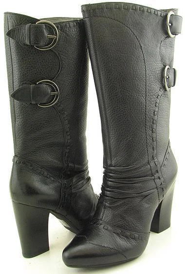 Novo Sapato Bota Feminina BIVIEL Couro Preto Salto Médio Bezerro Tamanho 7.5 M 38.5 EUR - Imagem 1 de 4