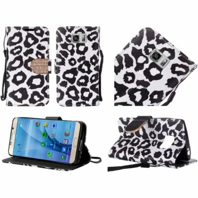 HR Wireless Cell Phone Case for Samsung Galaxy S7 G930 Black Leopard - Image 1 of 4