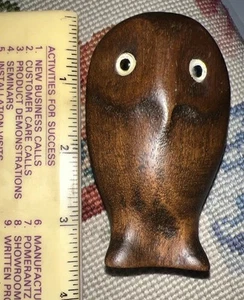Vintage Hand Carved Smooth Wood Walnut Folk Art Owl…MCM Carving~ - Picture 1 of 7