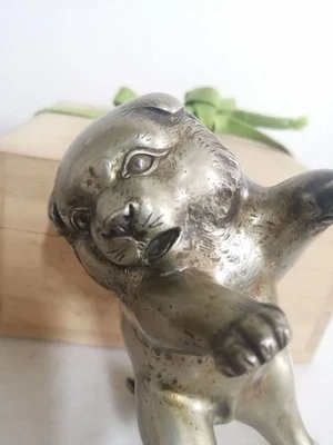 Dog Cupronickel Statue 5.1 inch Japanese Metalwork Figurine - Image 1 of 4