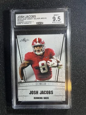Josh Jacobs - 2019 Leaf Draft Rookie Silver Mint 9.5 - Crimson/ Packers - Image 1 of 2
