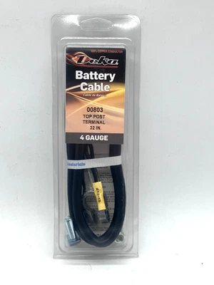 32" Top Post Negative Battery Cable 4 Gauge + 4" Auxiliary 12 Gauge Lead USA - Image 1 of 3